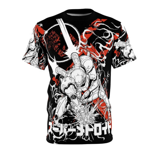 Metroid-inspired t-shirt featuring Samus Aran, the iconic video game character