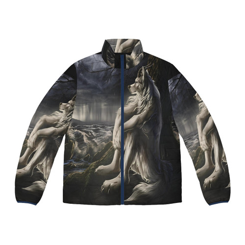 Scary werewolf sitting meme design on a puffer jacket