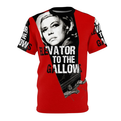 Elevator to the Gallows inspired black and white movie t-shirt with classic film elements