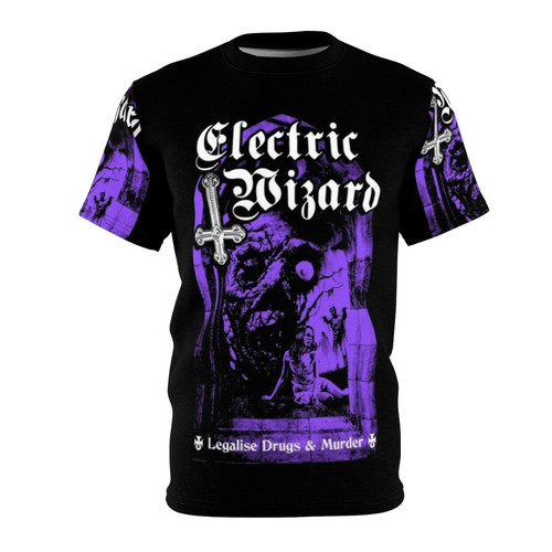 Electric Wizard inspired doom metal t-shirt with occult and psychedelic imagery