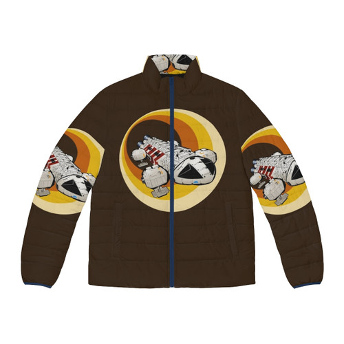 A Space 1999 inspired Eagle puffer jacket with a vintage, retro design