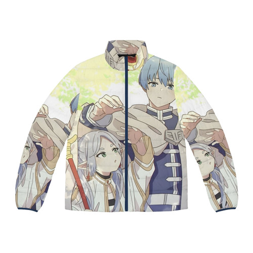 Sousou No Frieren Puffer Jacket featuring characters from the popular anime series