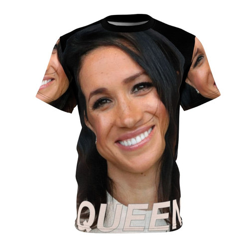 Graphic t-shirt featuring Queen Elizabeth and the royal family with Meghan Markle design