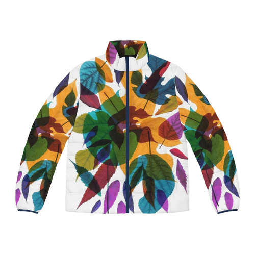 A cozy and stylish november puffer jacket with nature-inspired designs