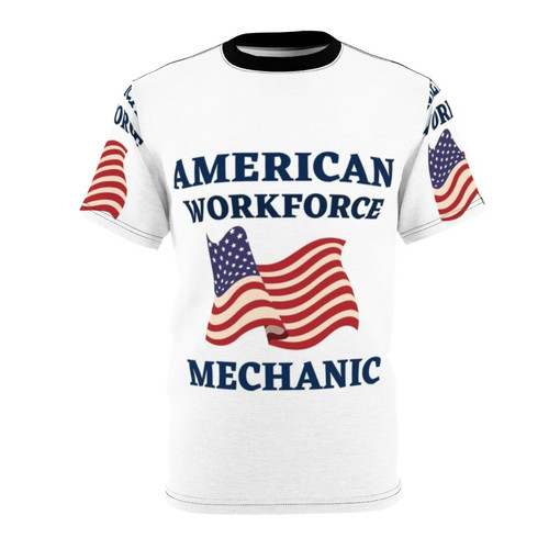 Patriotic American Mechanic T-Shirt with United States Flag Design