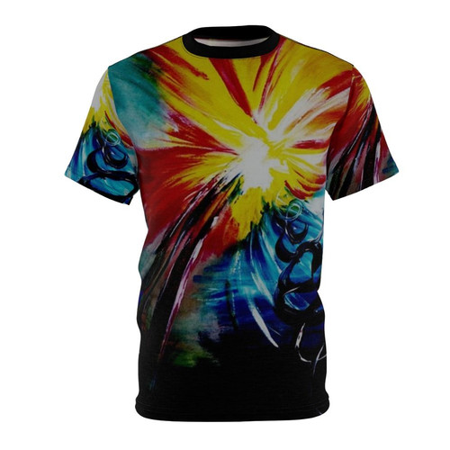 Colorful abstract design t-shirt representing the experience of bipolar disorder