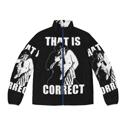 Chris Farley wearing the "That Is Correct" puffer jacket from the comedy classic Billy Madison
