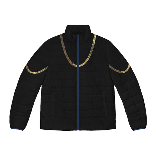 Gold Chain Puffer Jacket, Hip Hop Fashion Apparel