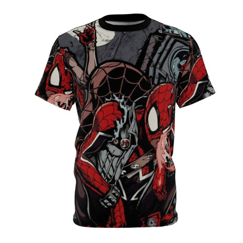 Futuristic spider-inspired pop art graphic on a high-quality t-shirt