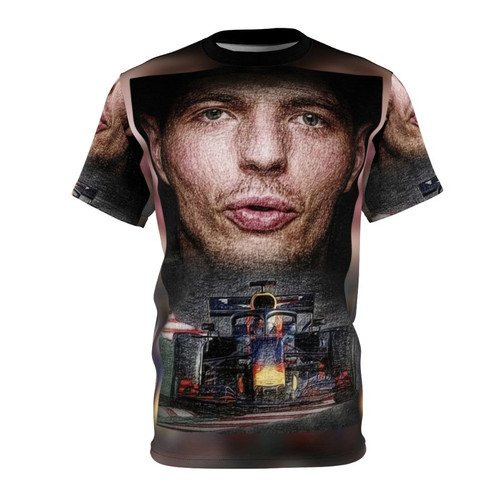 T-shirt featuring a bold design inspired by the thrilling performance of Formula 1 driver Max Verstappen