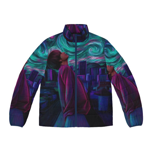 Starry night puffer jacket featuring Marth from the Fire Emblem series