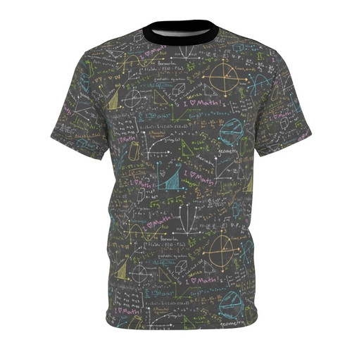 Stylish math and science inspired t-shirt with chalkboard design