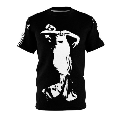 Artistic portrait of renowned German choreographer and dancer Pina Bausch in black and white