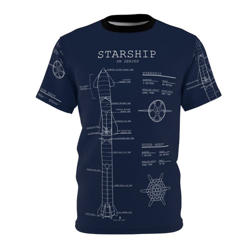 Spacex Starship Inspired Blueprint Design T-Shirt