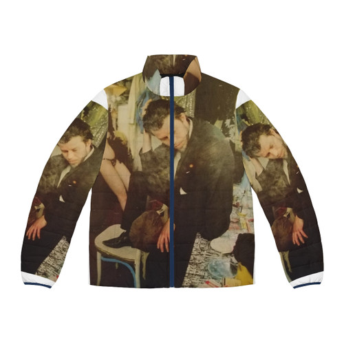 Small Change, a vintage-inspired figure, wearing a stylish puffer jacket in the rain