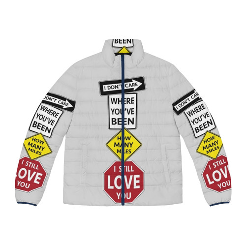Sloppy Seconds x Watsky Puffer Jacket featuring urban-inspired graphics and lyrics