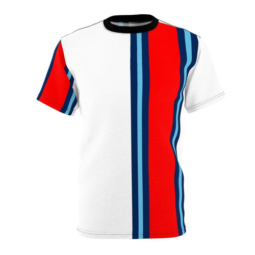 Martini Stripe Motorsport Inspired T-Shirt with Minimalist Racing Design