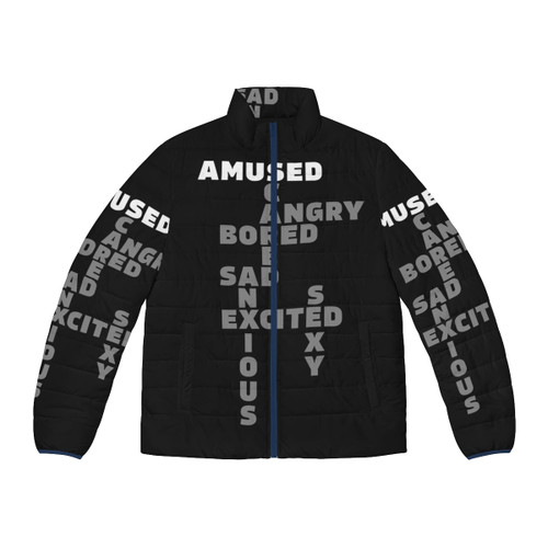 Westworld inspired puffer jacket with a mood-themed design