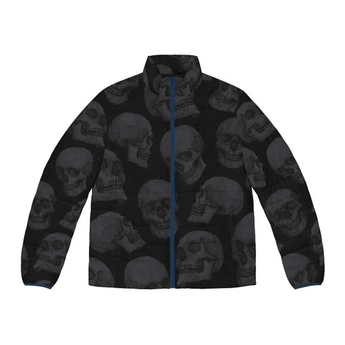 Skulls puffer jacket with dark, ominous pattern