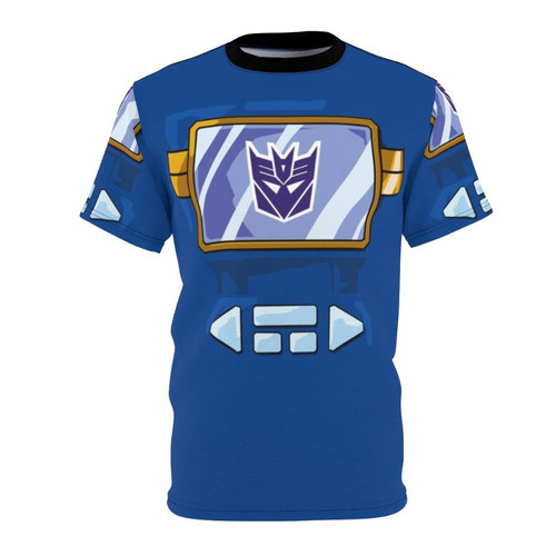 Soundwave-inspired chest graphic t-shirt with retro Transformers-style design