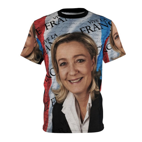 Stylish political t-shirt featuring a modern graphic design inspired by French nationalism and the 2022 election.