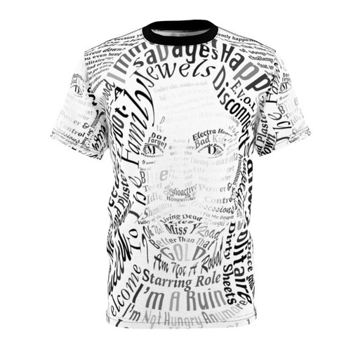 Vibrant graphic t-shirt featuring a stylized design inspired by Marina the Diamonds' music and artistry.