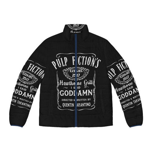 Quentin Tarantino inspired puffer jacket featuring his signature style