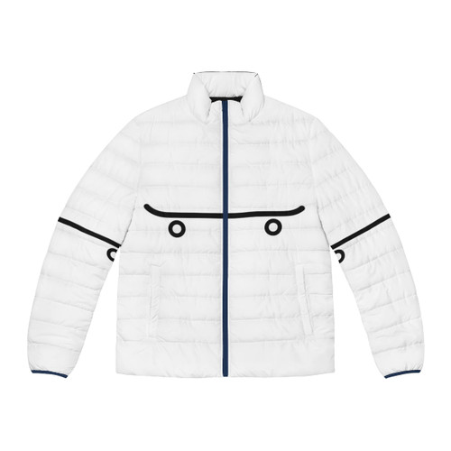 Skateboarding puffer jacket with skate graphic