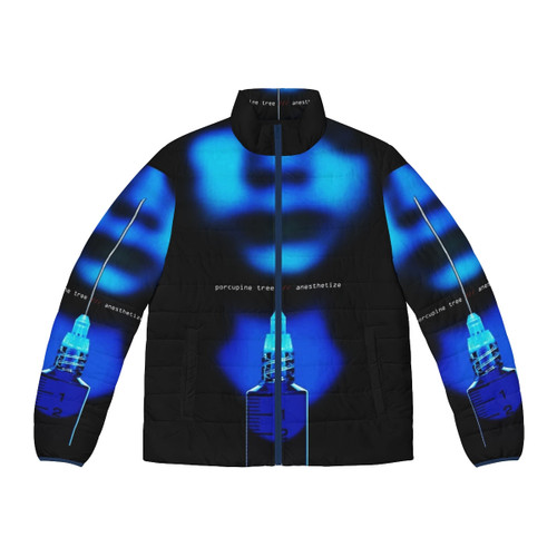 Progressive rock metal puffer jacket with porcupine and gaspol tree design