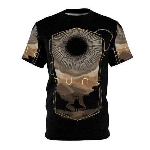 Dune-inspired graphic t-shirt design featuring desert planet imagery