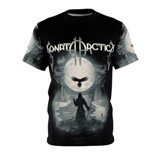 Sonata Arctica Inspired T-Shirt Featuring a Raven Flying Over a Lake