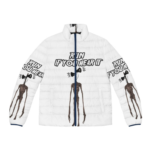 Siren Head Villain Puffer Jacket featuring a creepy, horror-inspired monster design