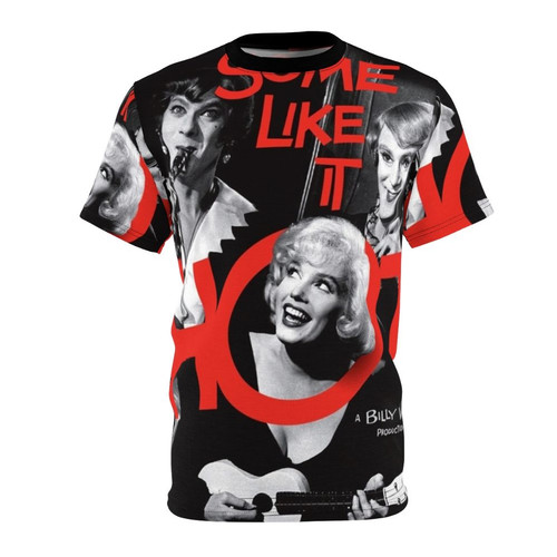 T-shirt featuring a vintage-inspired design with the title "Some Like It Hot" and classic film imagery