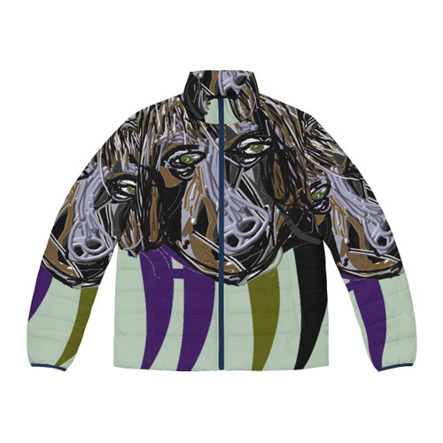 Pan Am inspired puffer jacket with retro branding