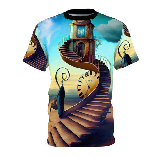 All-Over Print T-Shirt featuring a surreal design inspired by the famous artist Salvador Dali