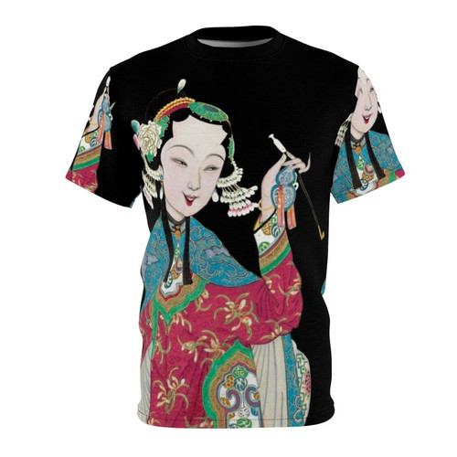 T-shirt featuring a vintage-style illustration of a Peking opera figure from ancient Chinese culture.
