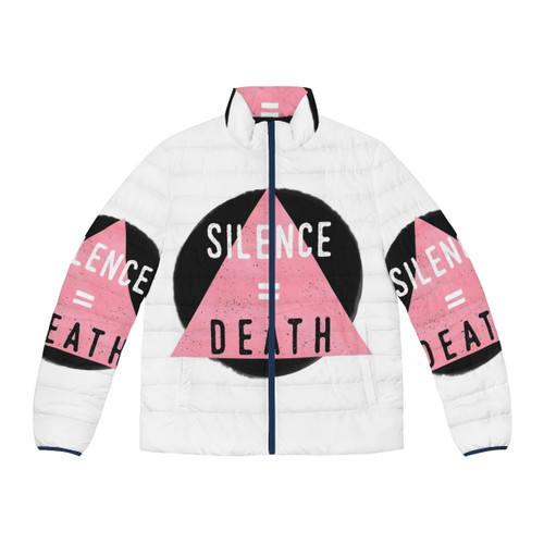 Silence Death LGBTQ+ puffer jacket with focus on social justice and activism