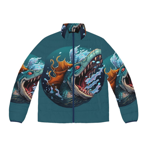 Mythical sea creatures puffer jacket with fantastical ocean-inspired design