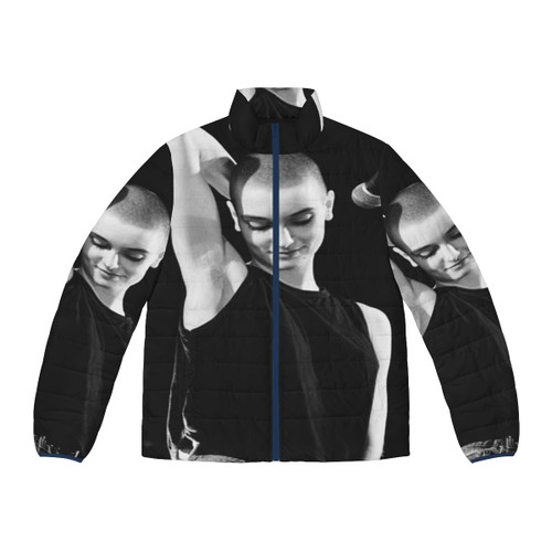 Sinead O'Connor inspired music puffer jacket with alternative and indie rock design