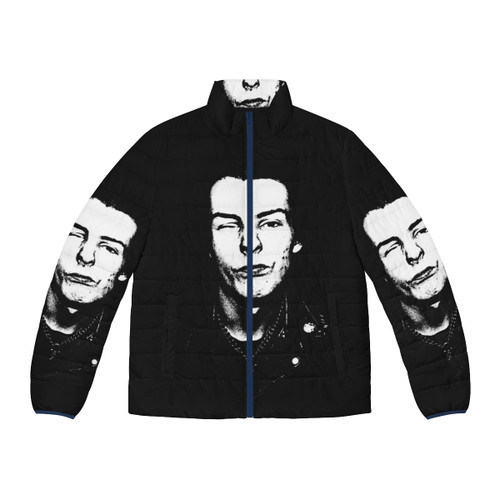 Sid Vicious Punk Rock Puffer Jacket with Retro 70s Design
