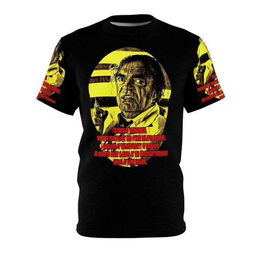 Funny and nostalgic graphic t-shirt featuring a parody design of Dr. Van Helsing from the 80s comedy classic Cannonball Run.