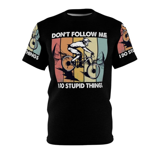 Vintage downhill mountain biking t-shirt with funny "I do stupid things" graphic