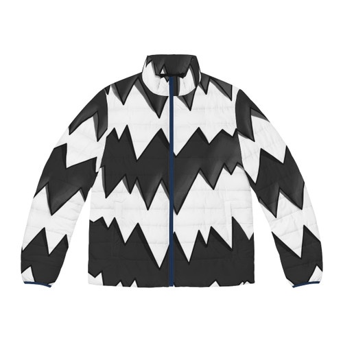 Galarian Zigzagoon inspired puffer jacket with black and white pattern design