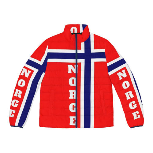 Norway Flag Puffer Jacket with Norwegian Flag Design