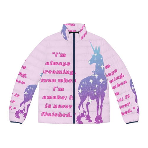 The Last Dreamer 3 fantasy puffer jacket with unicorn and stars motif