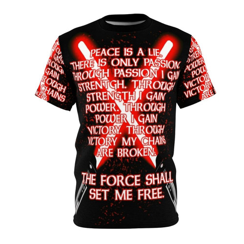 A stylish t-shirt featuring the Sith Code from the Star Wars universe