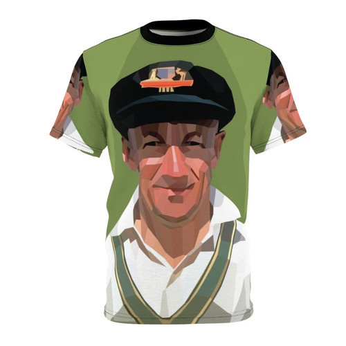 Minimalist polygonal art t-shirt design featuring Australian cricket legend Don Bradman
