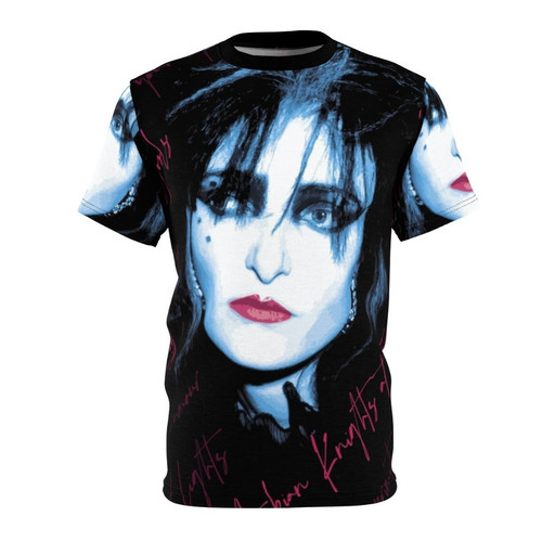 Retro t-shirt featuring a graphic design inspired by the iconic band Siouxsie and the Banshees