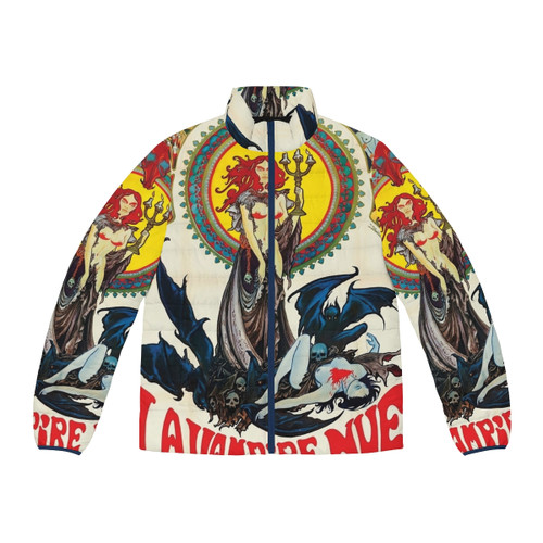Stylish puffer jacket inspired by the iconic French vampire film "La Vampire Nue"