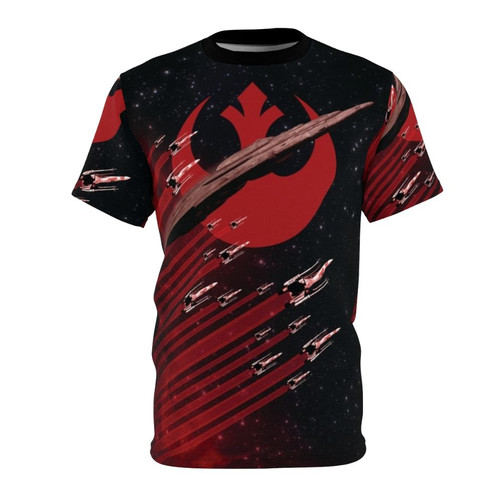 Cyberpunk-inspired retro tech sci-fi design printed on a high-quality t-shirt